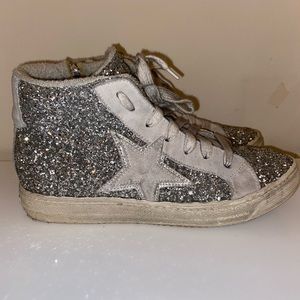 The Shoe Box designer high top sparkly sneakers